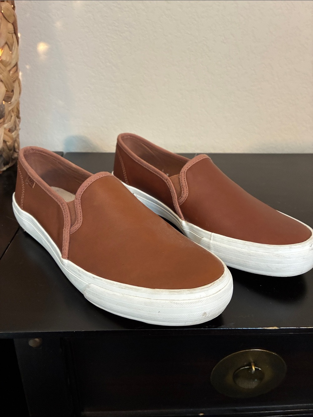 Keds Slip-On Sneakers in Chestnut Brown with White Sole